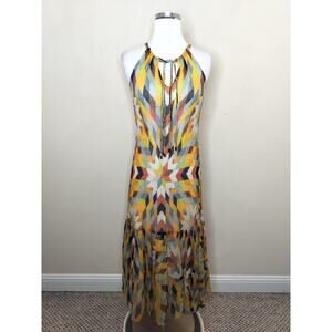 Label Ritu Kumar Print Maxi Dress Chiffon Geometric Sleeveless